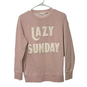 Shiraleah Lazy Sunday Pullover Sweatshirt Pink Womens S Soft Girl Pastels Spring